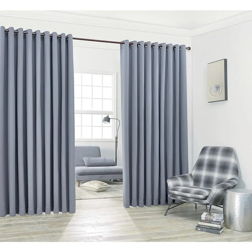 Nicole 108 X 108 Grey Extra Wide Room Divider Curtain with Tie-Backs