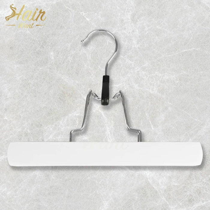 Double-Sided Wooden Hanger for Hair Extensions and Garments with Swivel Hook