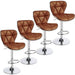 Set of 4 Retro Brown Adjustable Swivel Bar Stools with Shell Back