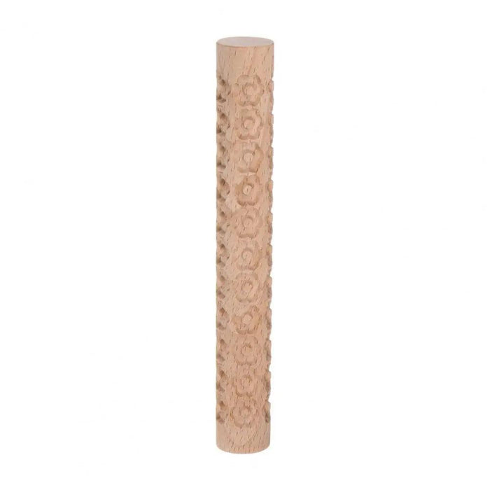 Textured Beechwood Rolling Pin - Versatile Embossing Tool for Baking and Crafting