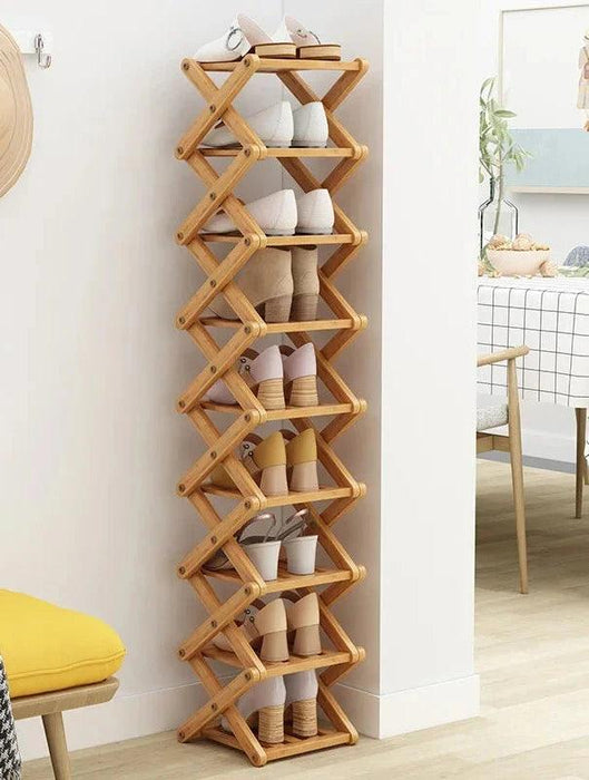 Stylish Multi-Tier Bamboo Footwear Organizer for Efficient Home Storage