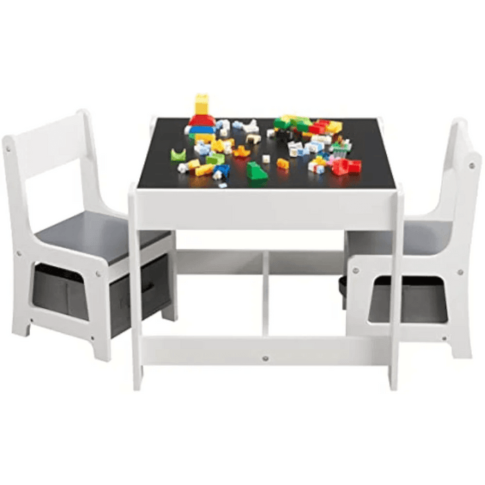 Versatile 3-in-1 Children's Wooden Activity Table Set with Hidden Storage - Ideal for Learning and Play