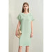 Amii Chic Asymmetrical Summer Chiffon Dress with Pleated Neckline and Breezy Short Sleeves