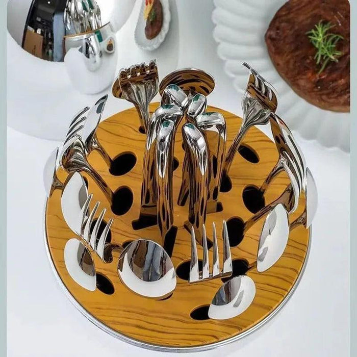 Elegant 24-Piece Golden Egg Design Stainless Steel Cutlery Set