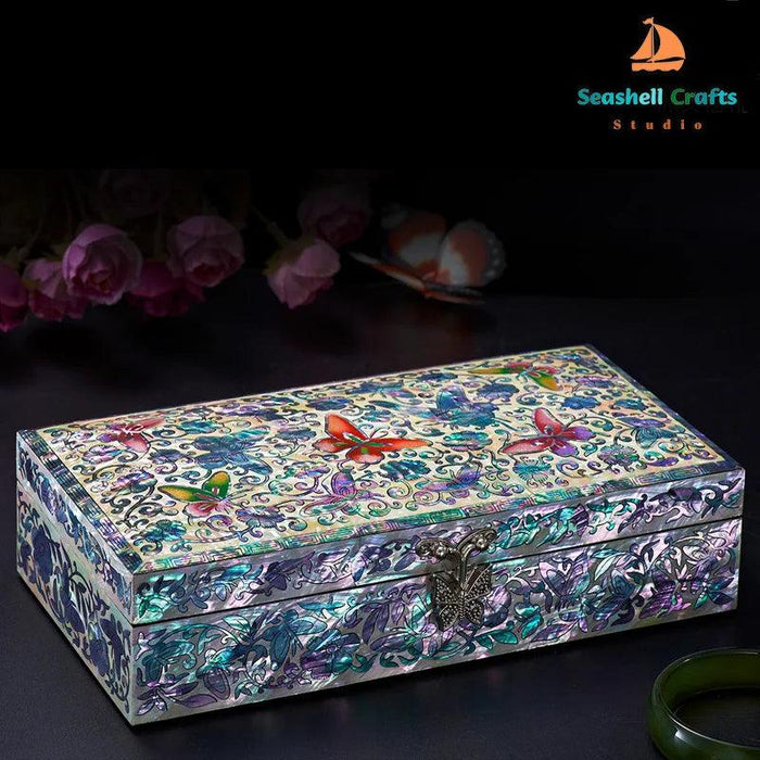 Exquisite Mother of Pearl Butterfly Keepsake Box with Elegant Lid