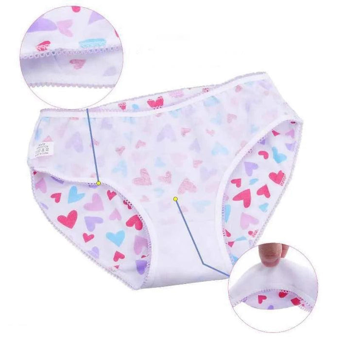 Charming 12-Pack Girls' Cotton Briefs, Soft Triangle Underwear for Ages 2-12