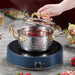 Golden Print Stainless Steel Hot Pot for Single Serving - 16cm Induction Cooker Compatible