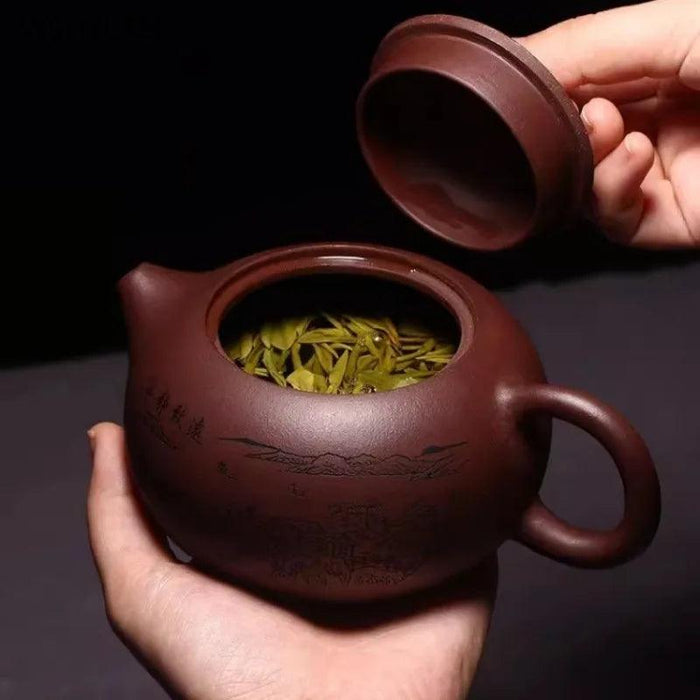 Handcrafted Yixing Purple Clay Teapot for Traditional Kung Fu Tea Ceremony