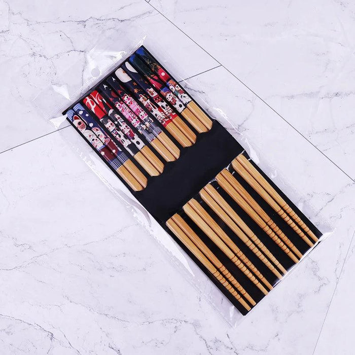 5 Pairs of Non-Slip Japanese Bamboo Chopsticks