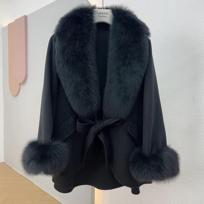 Chic Korean Fox Fur Cape: A Stylish Winter Essential for Women