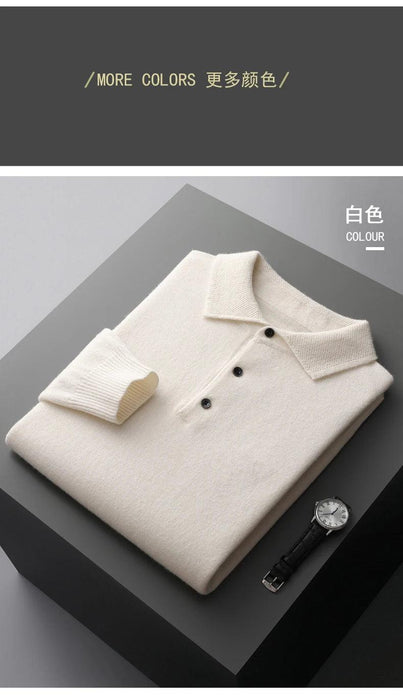 Luxurious Men's 100% Pure Wool Cashmere Polo Neck Sweater