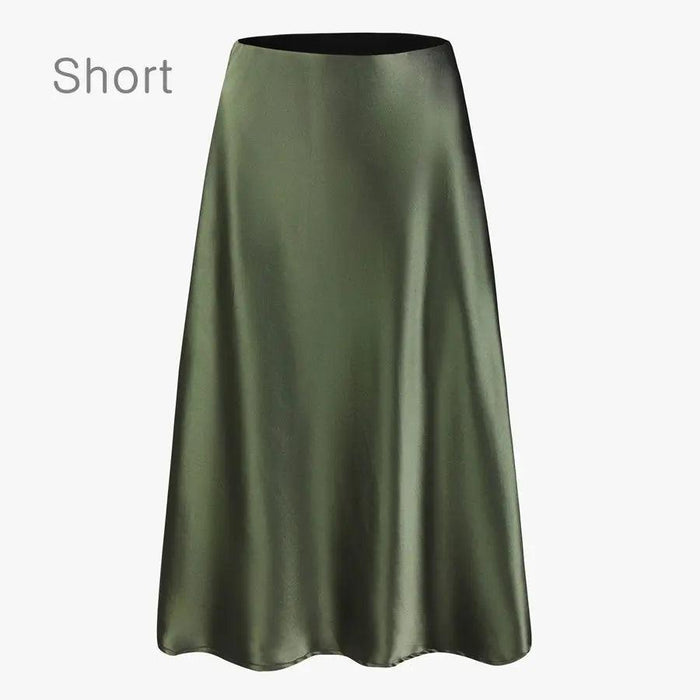 Chic Loose Knitting Top and Luxurious Acetate Satin Skirt Set for Women