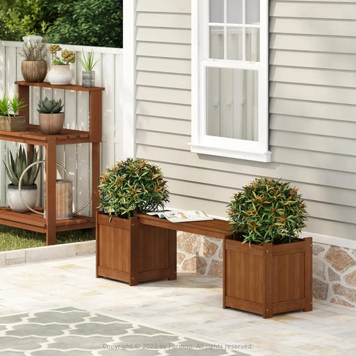 Tioman Hardwood Flower Box with Built-in Bench - Outdoor Planting Solution