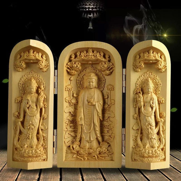 Exquisite Boxwood Carving of Thousand-Handed Guanyin with Elegant Packaging