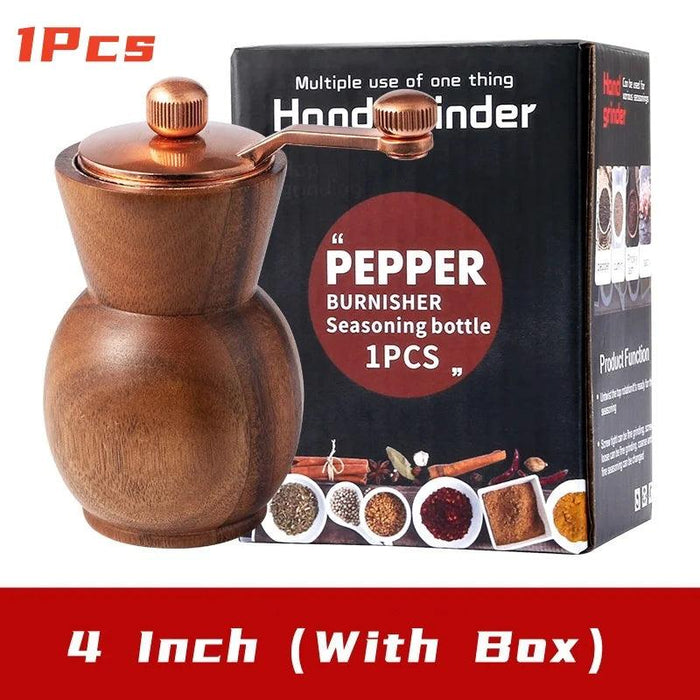 Elegant Hand-Cranked Wooden Spice Grinder Set with Adjustable Ceramic Core