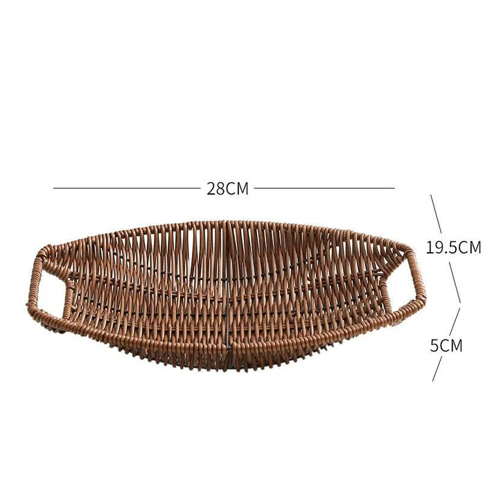 Elegant Imitation Rattan Serving Tray for Upscale Snacking and Tea Presentation