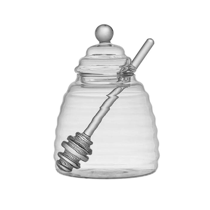 Elegant Clear Glass Honey Jar Collection with Dipper and Lid - Perfect for Any Occasion