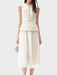 2-Piece O-neck Ensemble with Stylish Waistcoat and Flowing Pleated Skirt