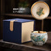Blue and White Ceramic Tea Cup Set with Enamel Accents - Luxury Design