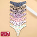 7Pcs Seamless Ice Silk Thong Set for Women - Fresh Low Waisted Print Underwear