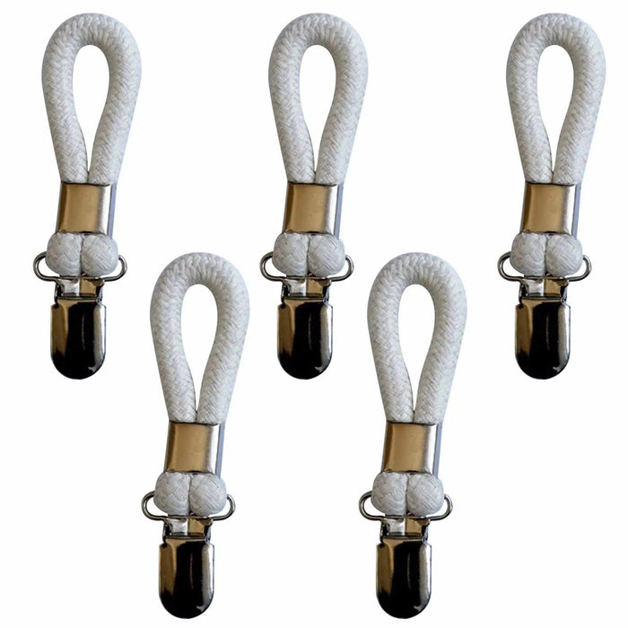 Cotton Braided Towel Holder Set with Sturdy Metal Clips - Elegant Space-Saving Solution for Home and Kitchen