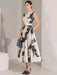 Sleeveless A-line Evening Gown with Contrast Print for Women