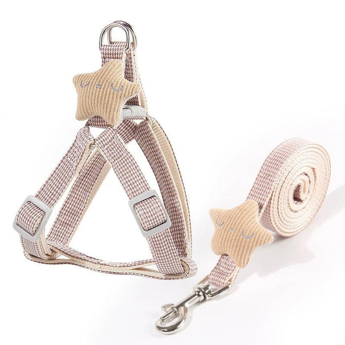 Adorable Starfish-Themed Adjustable Harness and Leash Set for Small Pets