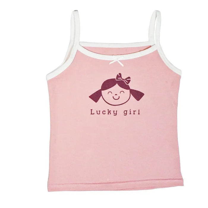 Cute Pink Cotton Sleeveless Summer Tank Top for Girls Aged 3-8 Years