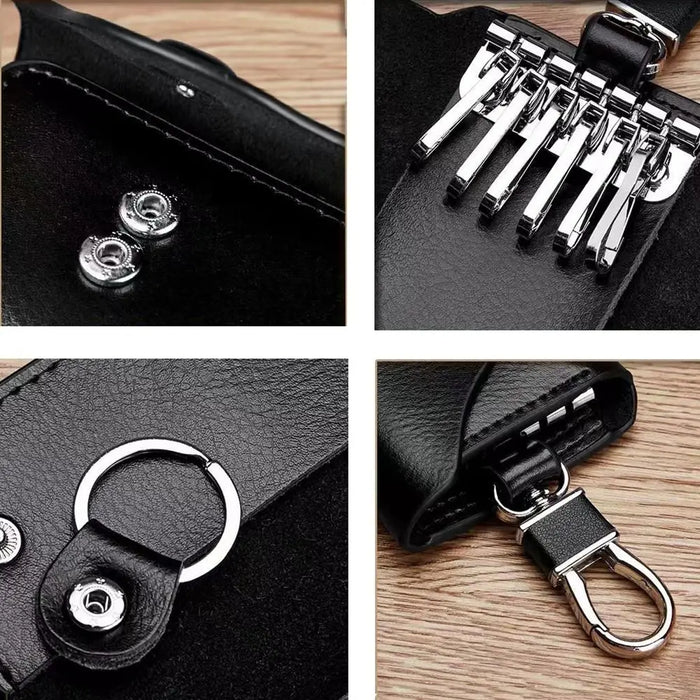 Leather Key Wallet Organizer with Stylish Multi-functional Design