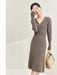 Chic Vintage Knitted Long Sleeve Dress for Women