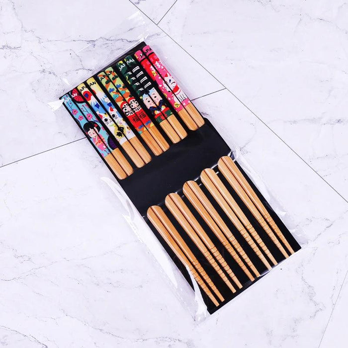 5 Pairs of Non-Slip Japanese Bamboo Chopsticks