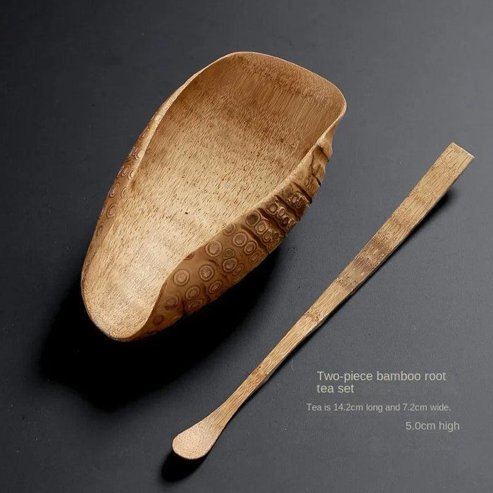 Handcrafted Bamboo Root Tea Spoon and Stick Set for Tea Enthusiasts