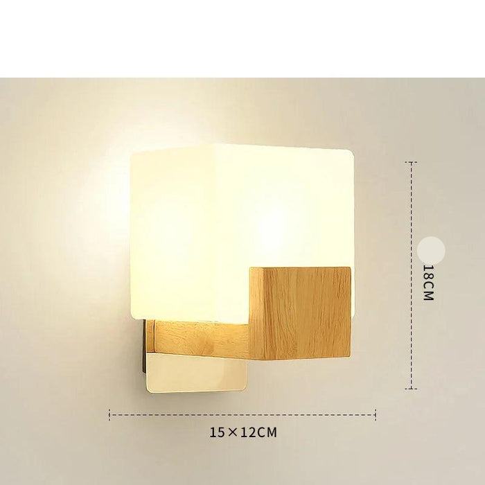 Nordic LED Wooden Wall Lamps with Acrylic Shades for Cozy Bedroom and Living Room Lighting