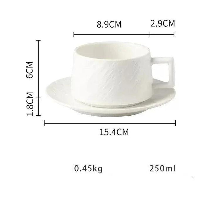 Luxurious Rock Sand Ceramic Coffee Cup and Saucer Set