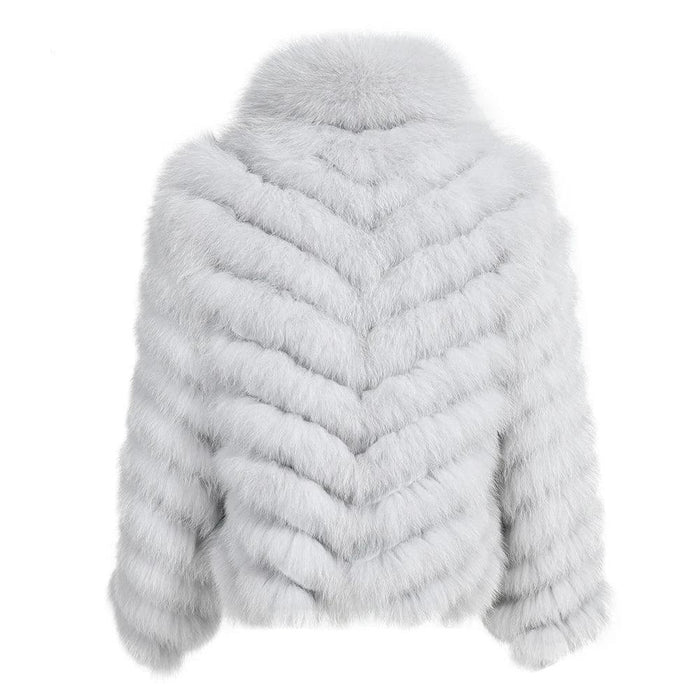 Elegant Reversible Women's Fox Fur Winter Jacket with Silk Lining