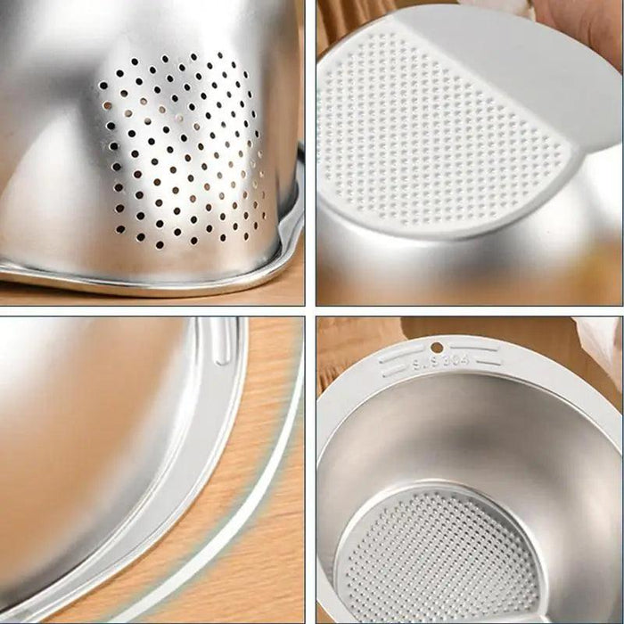 Extra-Large Stainless Steel Colander with Innovative Slanted Design for Effortless Washing