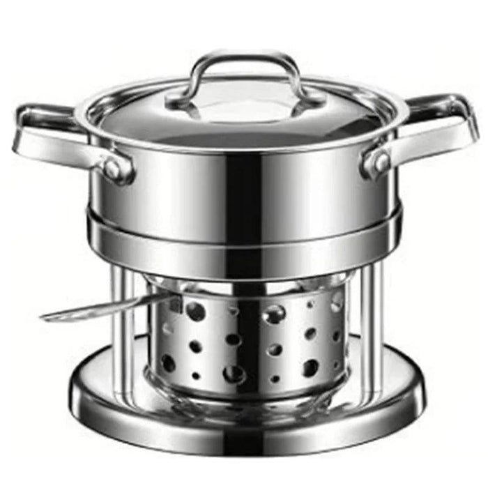 Solo Dining Stainless Steel Pot Set with Integrated Alcohol Burner