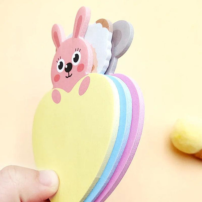 Charming Animal-Inspired Heart-Shaped Sticky Notes for Creative Minds