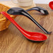 Elegant Anti-Shock Porcelain Spoon Collection for Rice, Dumplings, and Porridge - Contemporary Kitchen Cutlery in Striking Red and Black