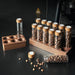 Elegant Coffee Bean Display Organizer with Glass Tubes and Walnut Base