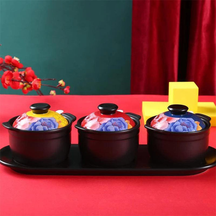 Elegant Ceramic Spice Storage Set - Stew Cup, Oil Dispenser, and Sauce Container