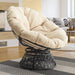 Luxurious 360° Swivel Wicker Papasan Chair with Plush Cushion and Metal Frame