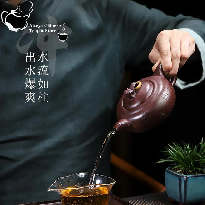 Handcrafted Yixing Stone Red Jade Teapot - 330ml for Traditional Kung Fu Tea Ceremony