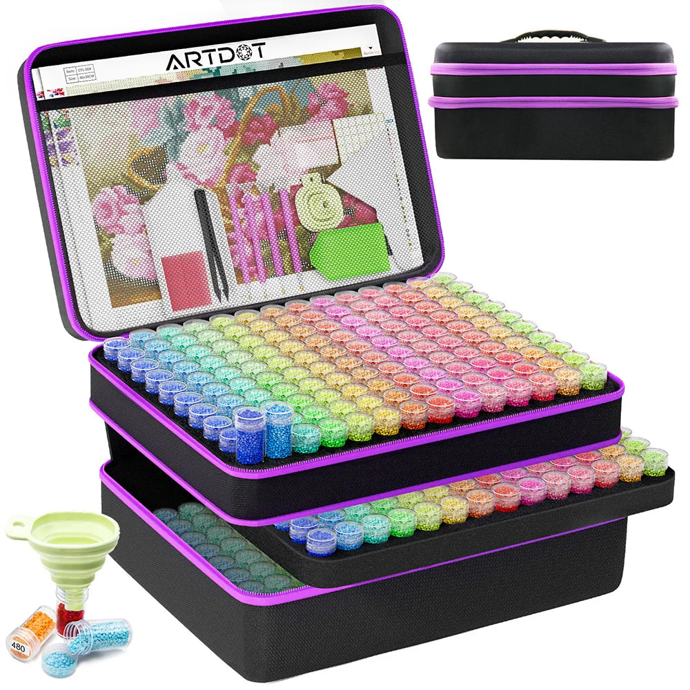 Diamond Painting Storage Case with Accessories - 420 Slots Organizer for Art Kits