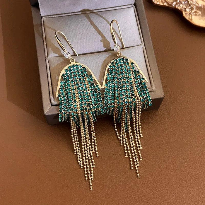 Sparkling Rhinestone and Tassel Earrings - Elegant Fashion Accent