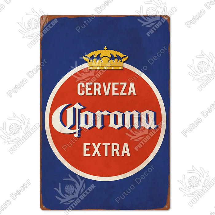 Vintage Beer Emblem Metal Wall Art - Classic Home Bar and Garage Decor