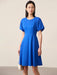 Elegant Minimalist Summer Dress - Stylish Round Neck with Lantern Sleeves