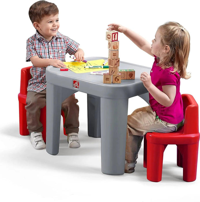 Creative Playtime Table and Chair Set for Kids in Gray and Red