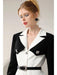 Chic Spring Black and White Business Suit Dress with Niche Waist Design