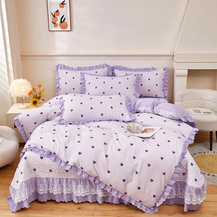 Chic Floral Ruffle Queen Bedding Set